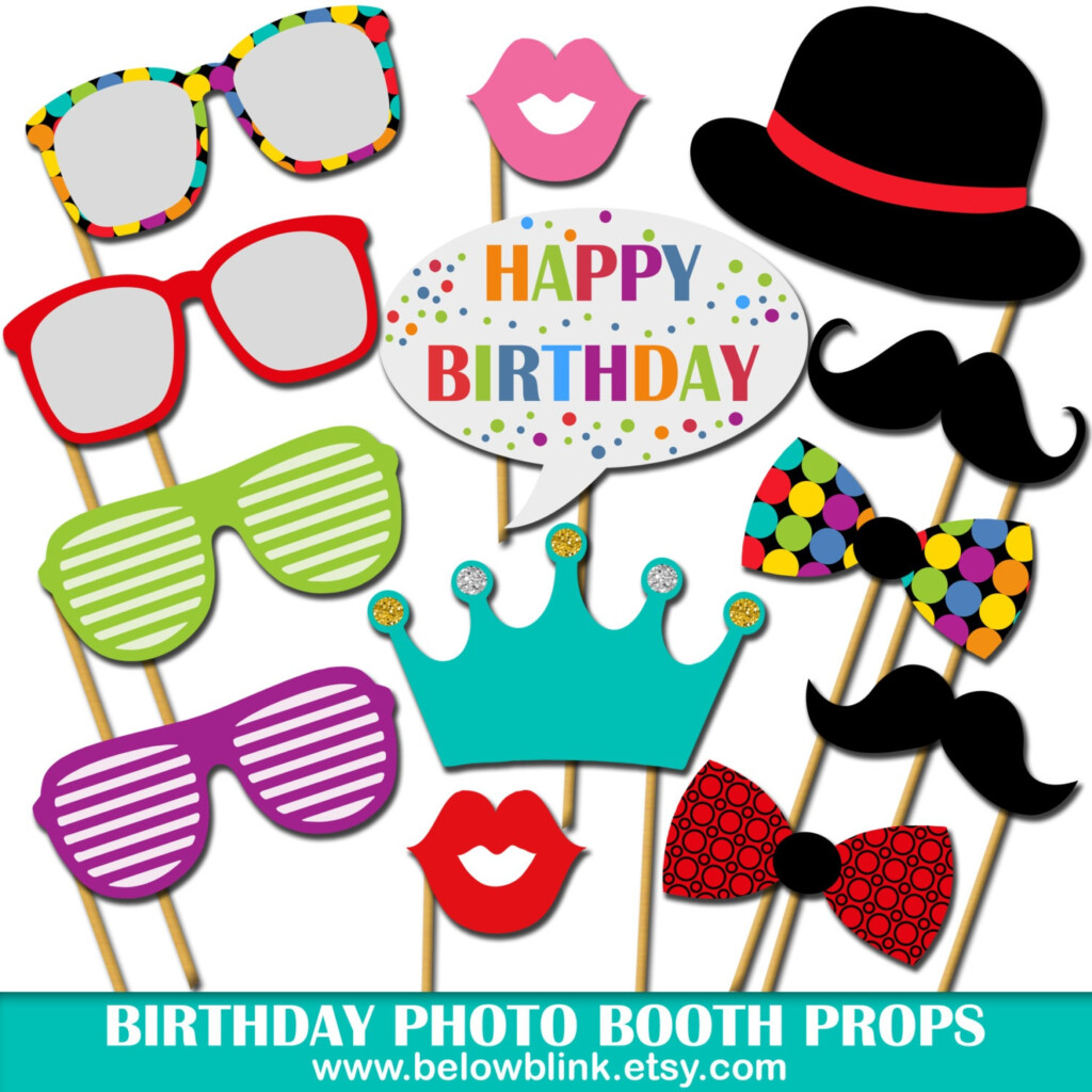 Birthday Photo Props Printable Photo Booth Props Happy