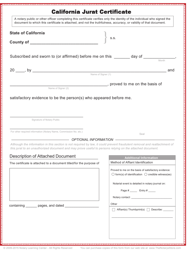 Printable Jurat Form