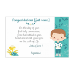 Card Congratulations Communion Flower Boy Blue Free Template card 2732