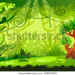 Cartoon Jungle Background Tropical Landscape Vector Stock Vector