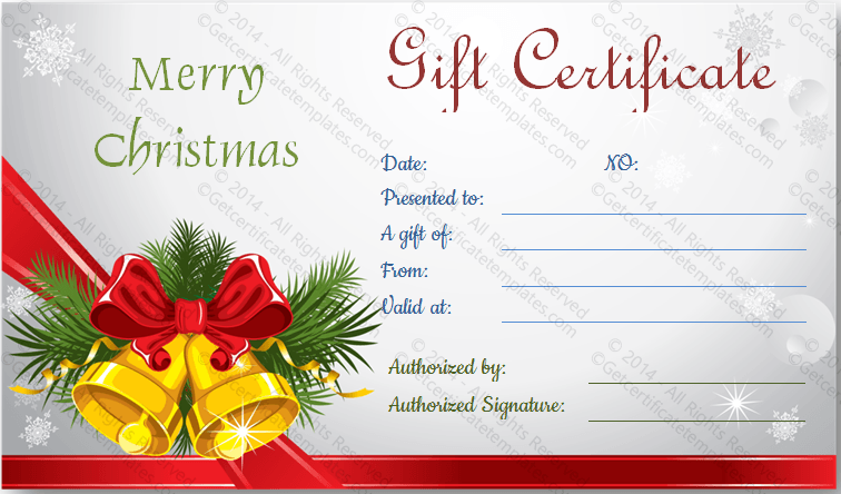 Christmas Bells Gift Certificate Template