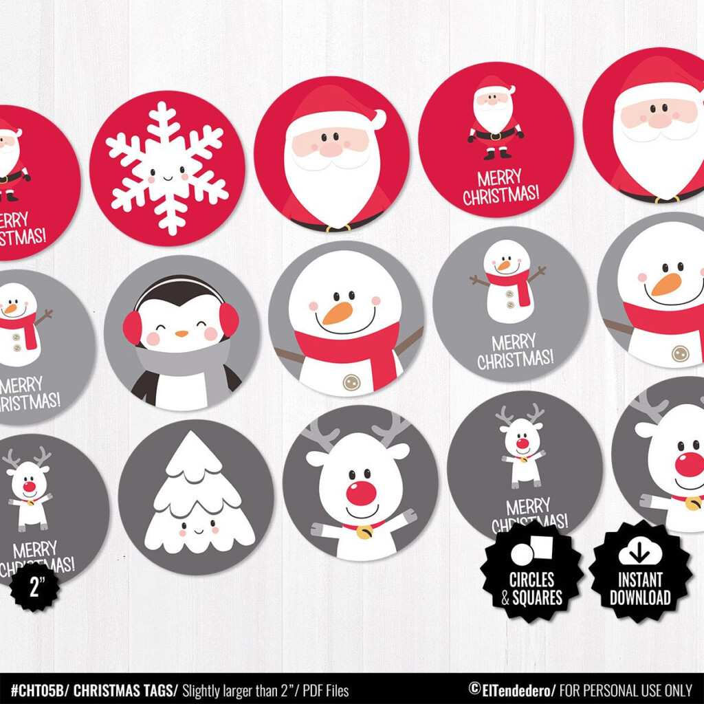 Christmas Circle Tags Printable Round Gift Tag Labels Treat Etsy 