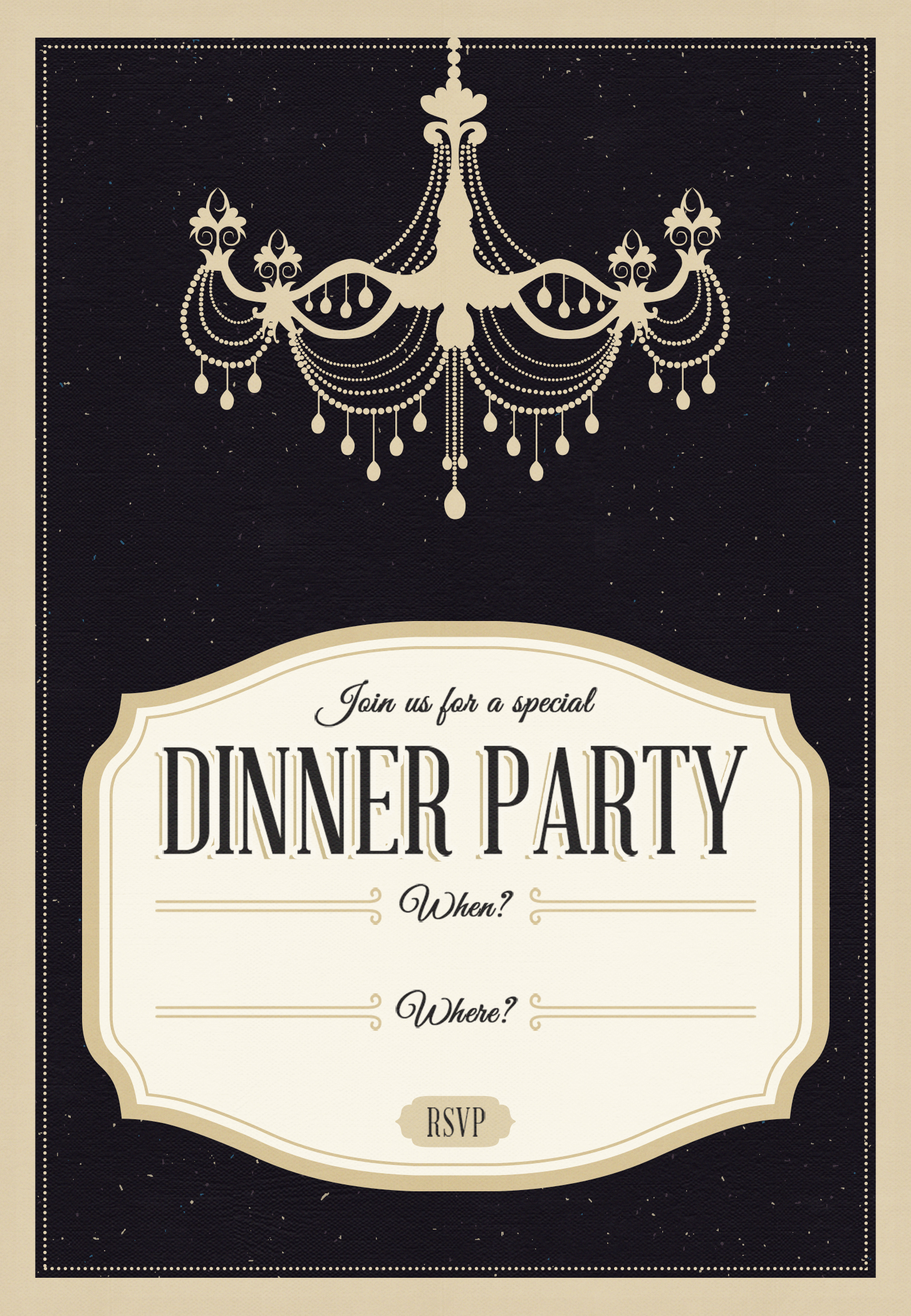 Classy Chandelier Free Printable Dinner Party Invitation Template 
