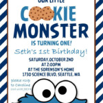 Cookie Monster 1st Birthday Party Invitations Cookie Monster Birthday