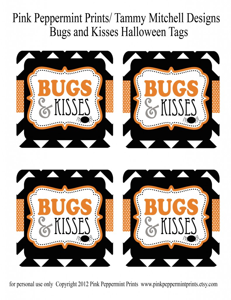 Cute Bugs And Kisses Printable For Halloween Pink Peppermint Design