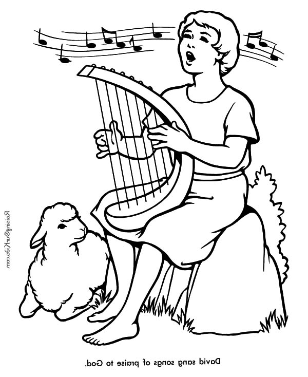 David The Shepherd Boy Sing A Song Praise To God Coloring Pages Kids 