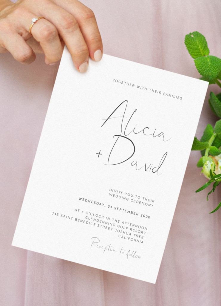 Download Printable Simple Black And White Wedding Invitation PDF