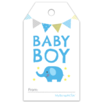 Download This Boy Baby Blue Elephant Gift Tag And Other Free Printables