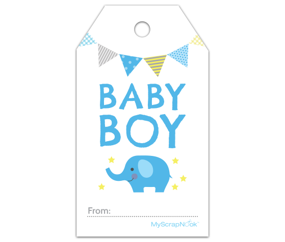 Download This Boy Baby Blue Elephant Gift Tag And Other Free Printables 