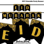 Eid Mubarak Banner Islamic Party Decorations Eid Decor Royal Gold