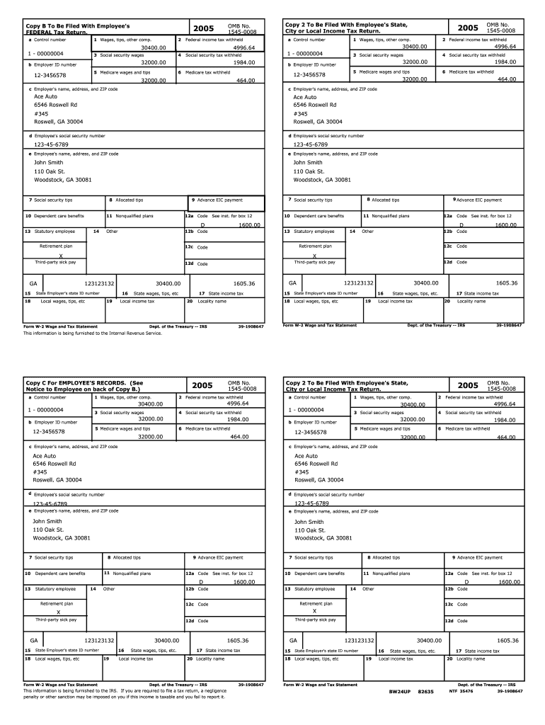 Empty W2 Form Fill Online Printable Fillable Blank PdfFiller