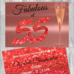 Fabulous At 55 Birthday Coral Glitter Party Invitation Zazzle