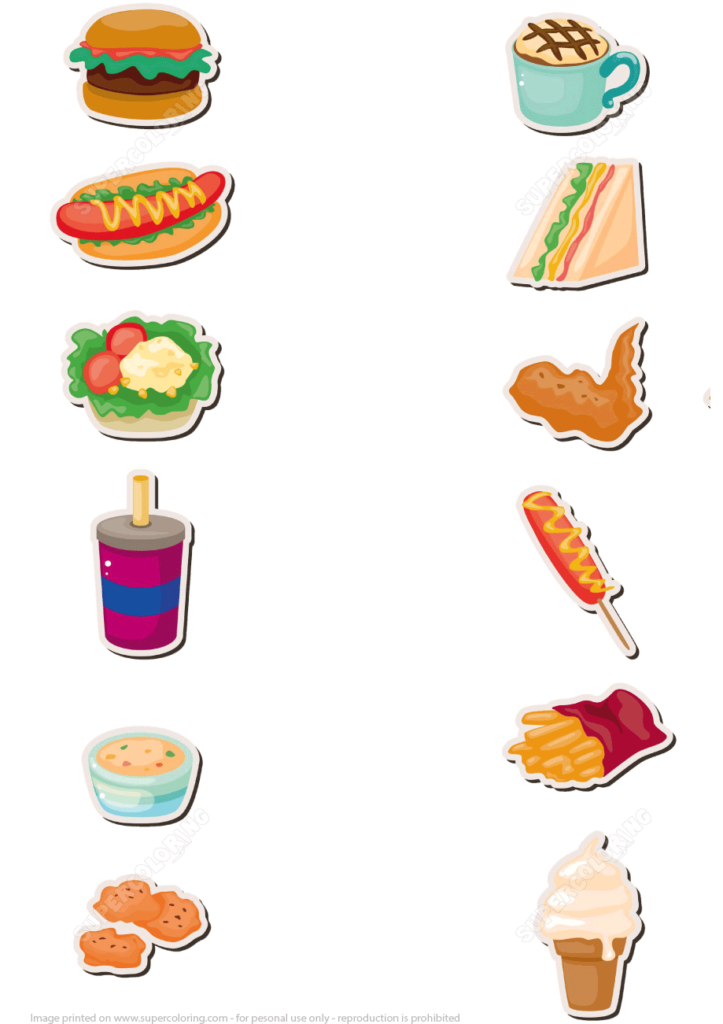 Fast Food Stickers Free Printable Papercraft Templates