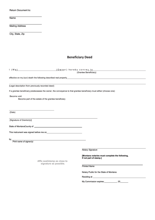 Fillable Beneficiary Deed Form Printable Pdf Download