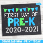 First Day Of Pre K 2020 2021 Photo Prop Blue And Green Etsy