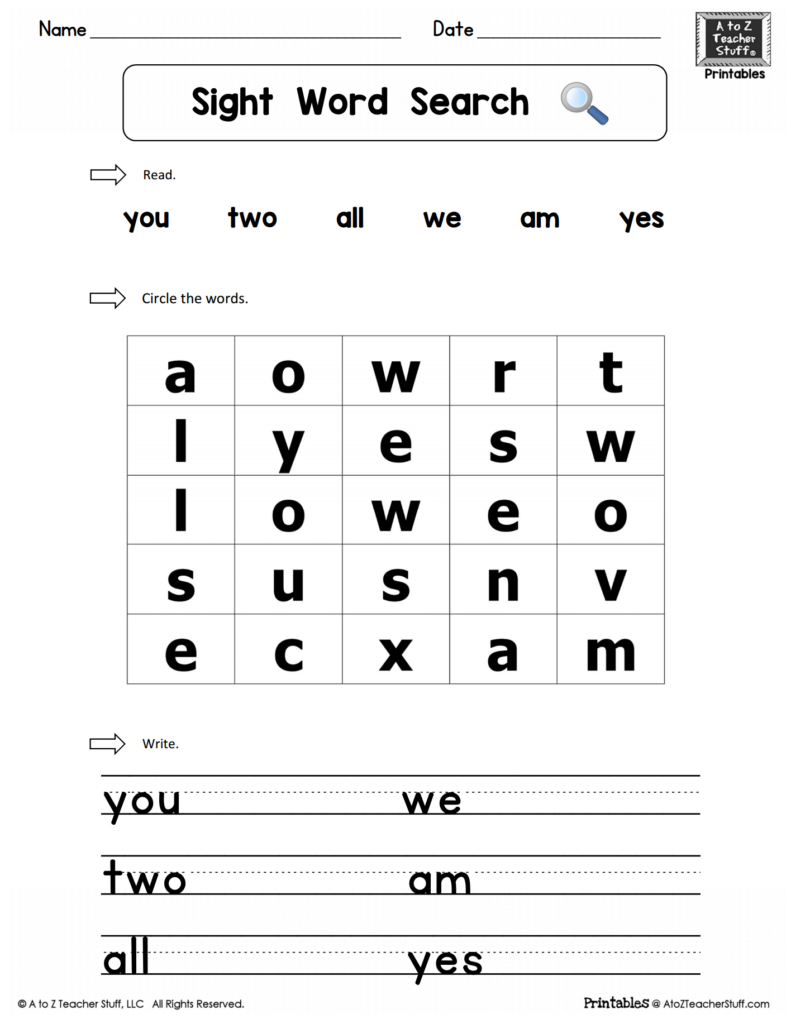 First Grade Dolch Sight Word Handwriting Pages Ultimate Homeschool 