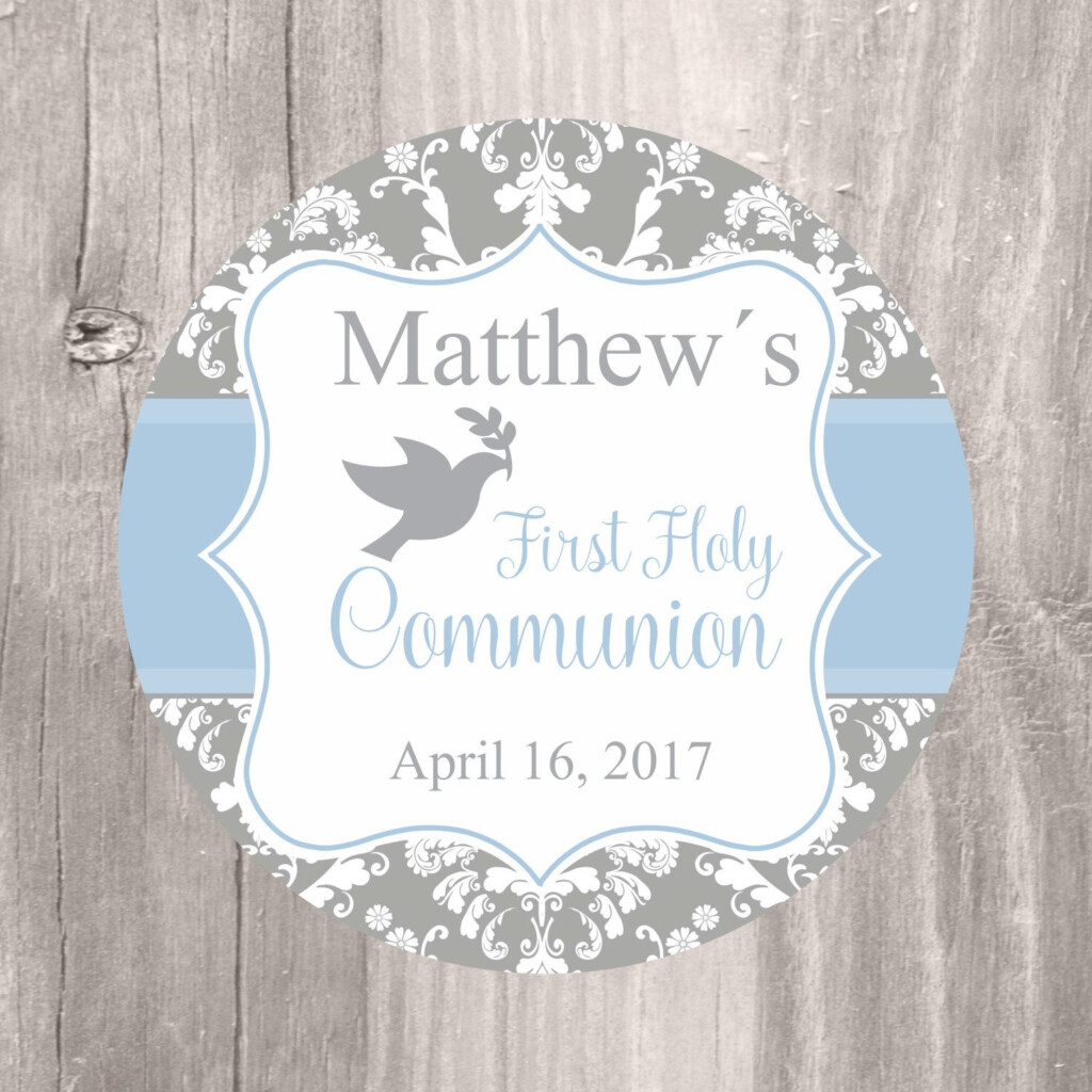 First Holy Communion Favor Tags Printable Blue Holy Communion Boy 
