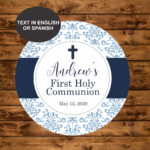 First Holy Communion Favor Tags Printable Blue Holy Communion Etsy In