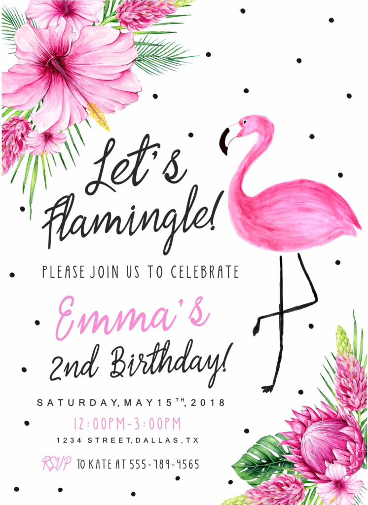 Flamingo Birthday Invitation Perfect For Any Flamingo Party Next To 