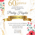Floral 60th Birthday Invitation Templates Editable With MS Word In