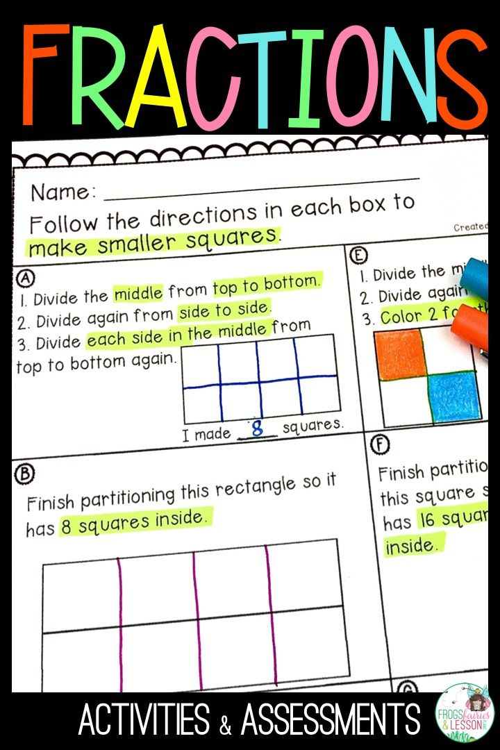 Fraction Activities And Assessments Fractions Packet Fractions 