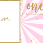 FREE 1st Birthday Invitation Pink And Gold Glitter Template FREE
