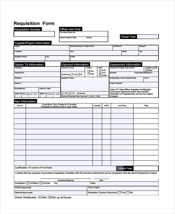 FREE 40 Sample Requisition Forms In Excel PDF MS Word