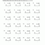 Free 5th Grade Math Worksheets Multiplication 3 Digits 2dp By 1 Digit 1