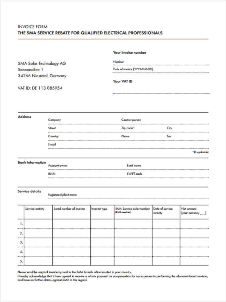 FREE 8 Printable Invoice Forms In MS Word PDF Excel