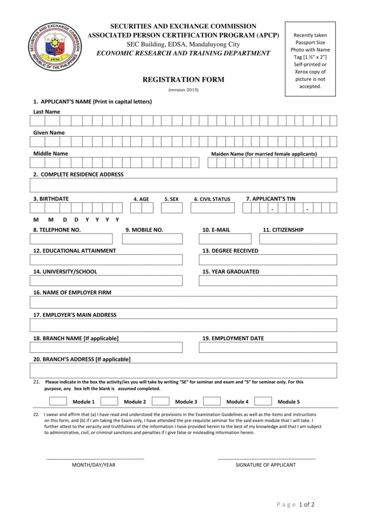 FREE 9 Blank Registration Forms In PDF