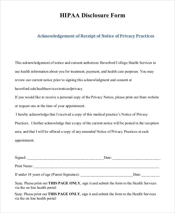 FREE 9 Sample Hipaa Forms In PDF MS Word