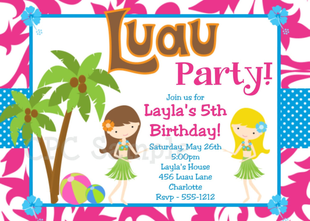 Free Hawaiian Theme Party Invitation Template