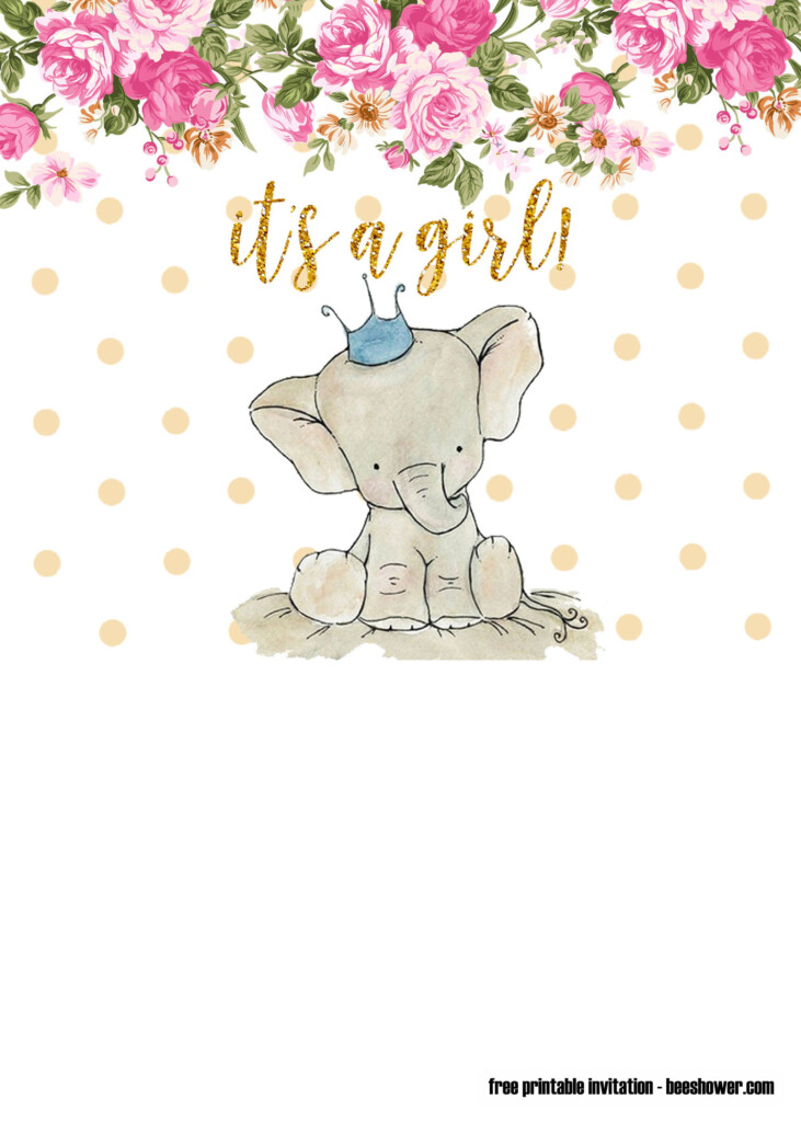 FREE Pink Elephant Invitation Templates For Baby Shower Download 