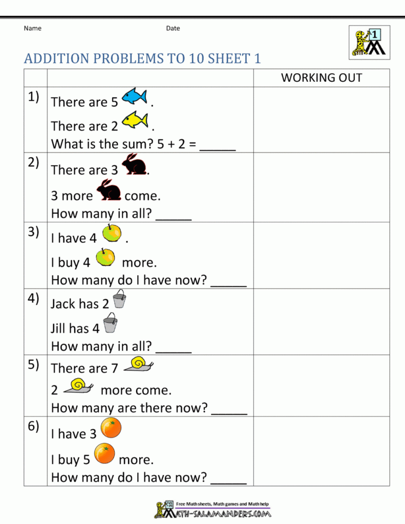 Free Printable 1St Grade Math Word Problems Free Printable