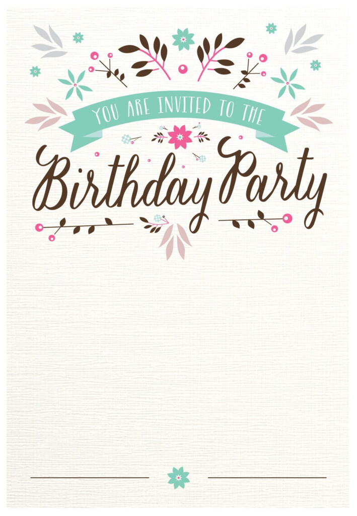 Free Printable Birthday Invitation Flat Floral Greetings 