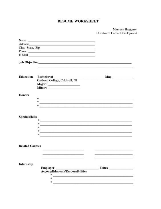 Free Printable Blank Resume Forms Career Termplate Builder Online 