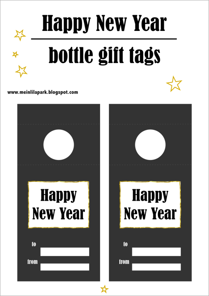 Free Printable Bottle Gift Tag Happy New Year Ausdruckbare Etikette 