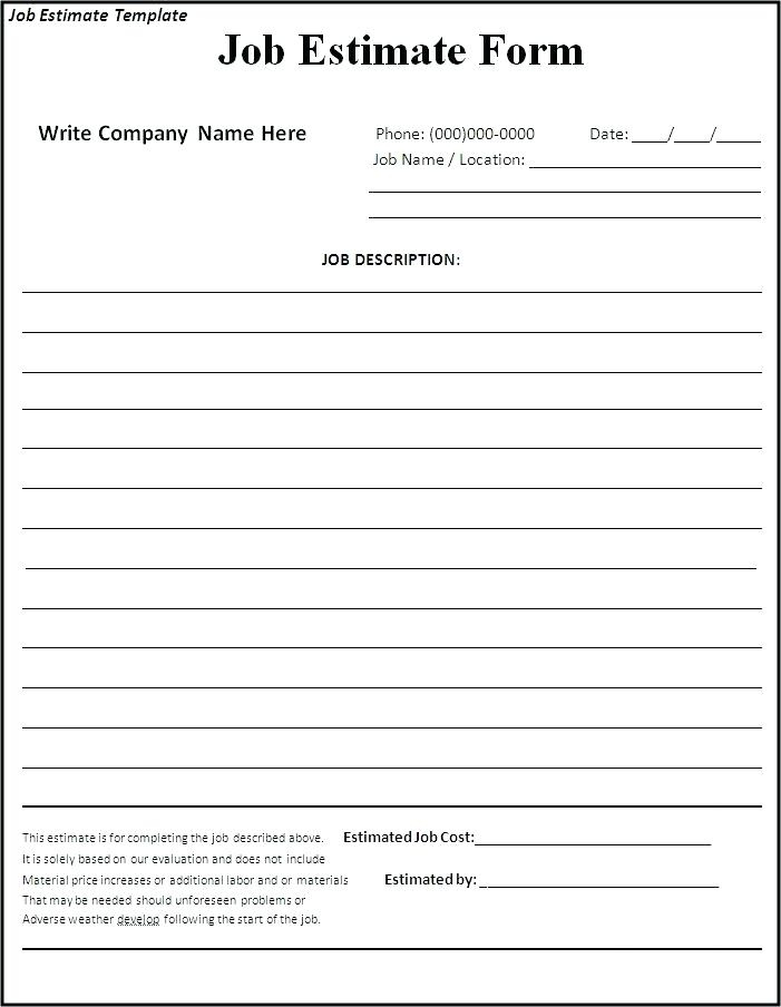 Free Printable Contractor Bid Forms Room Surf