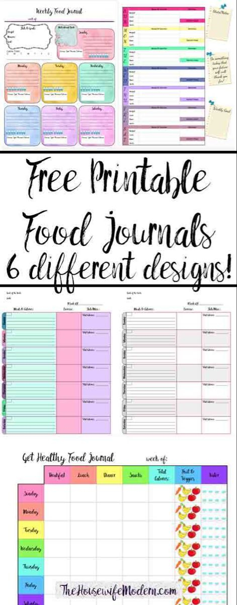 Free Printable Food Journals 6 Different Designs Food Journal 