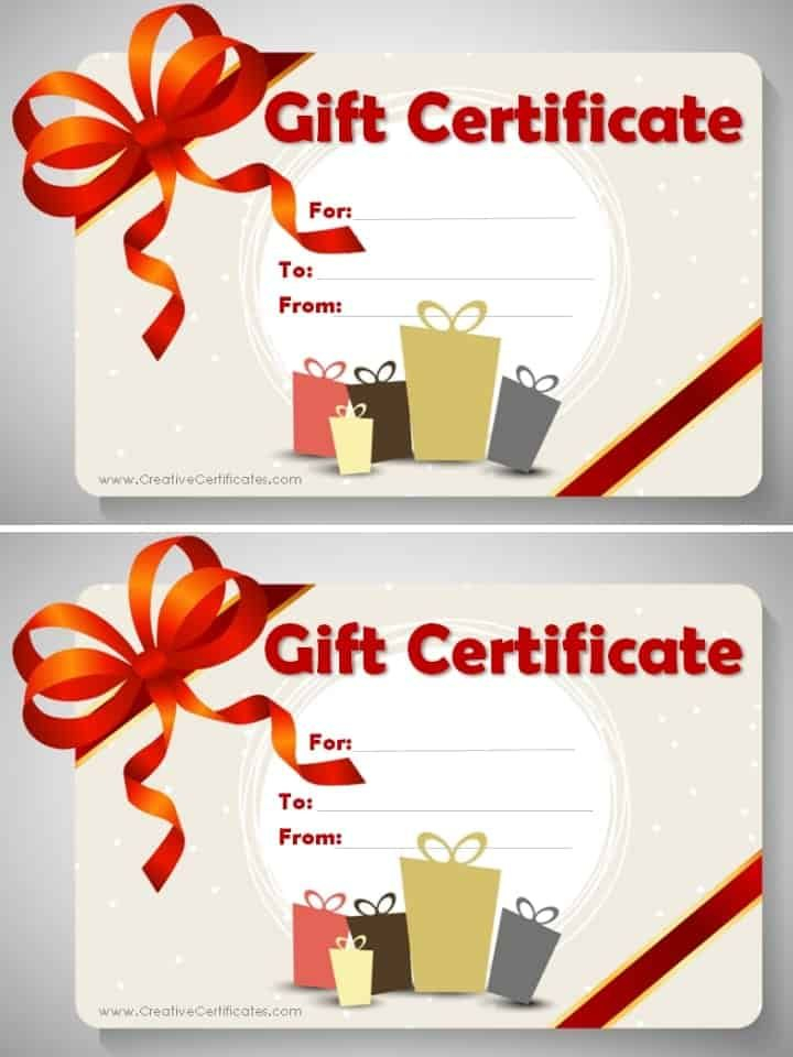 Free Printable Gift Certificates Gift Certificate Template Gift Card 