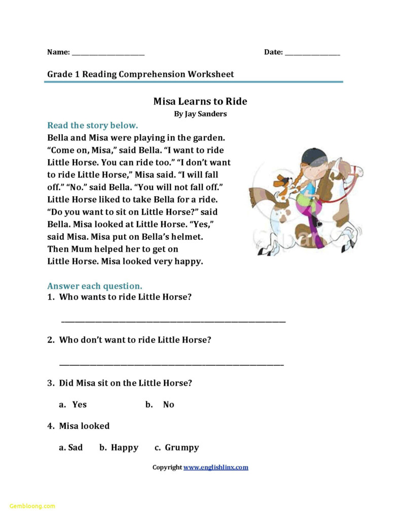 Free Printable Grade 1 Reading Comprehension Worksheets Lexia s Blog
