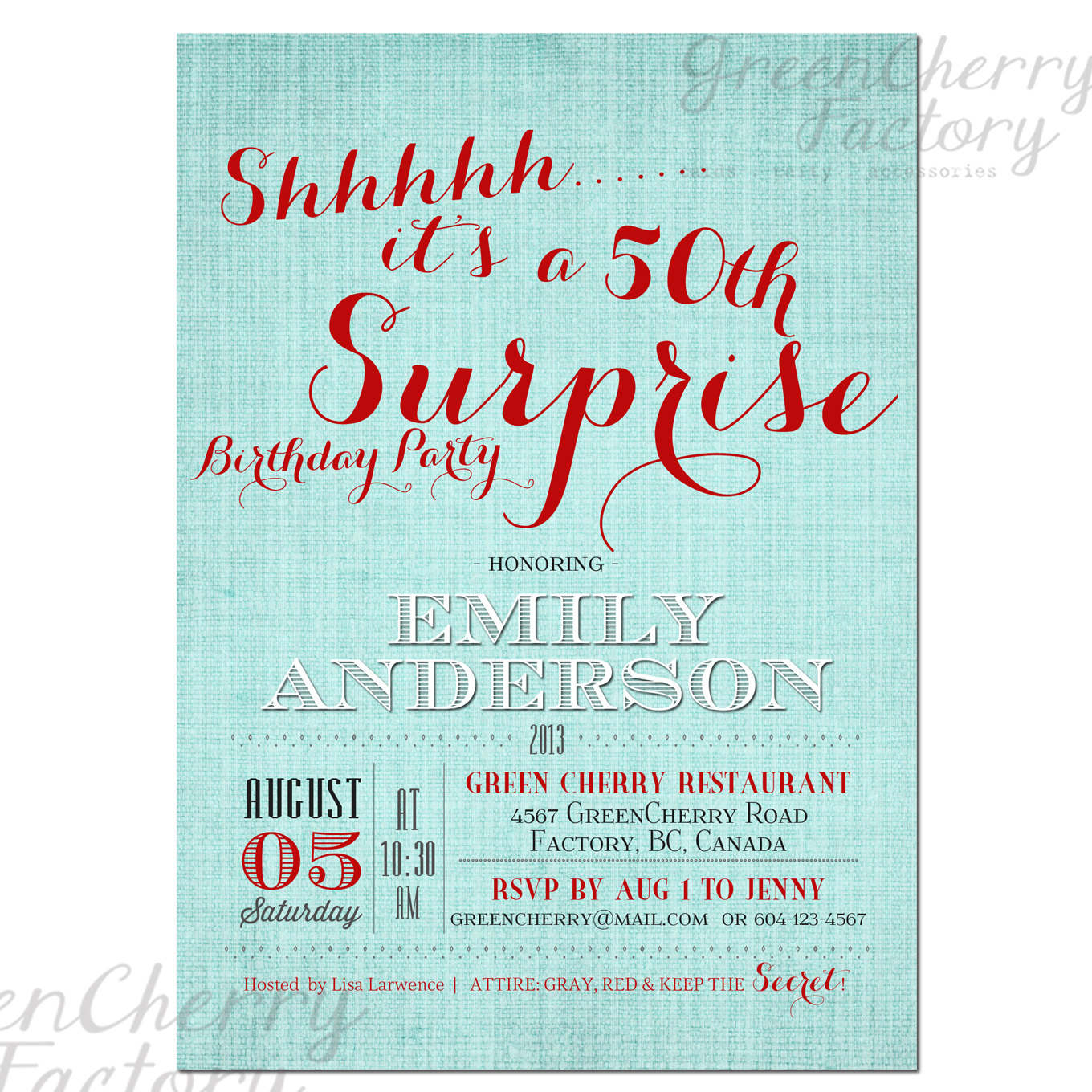 Free Printable Surprise 50th Birthday Invitation