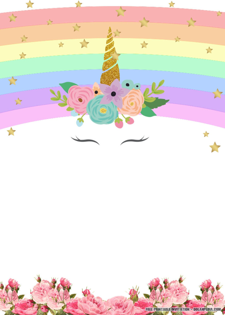 FREE Printable Unicorn Rainbow Invitation Template Printable Unicorn 