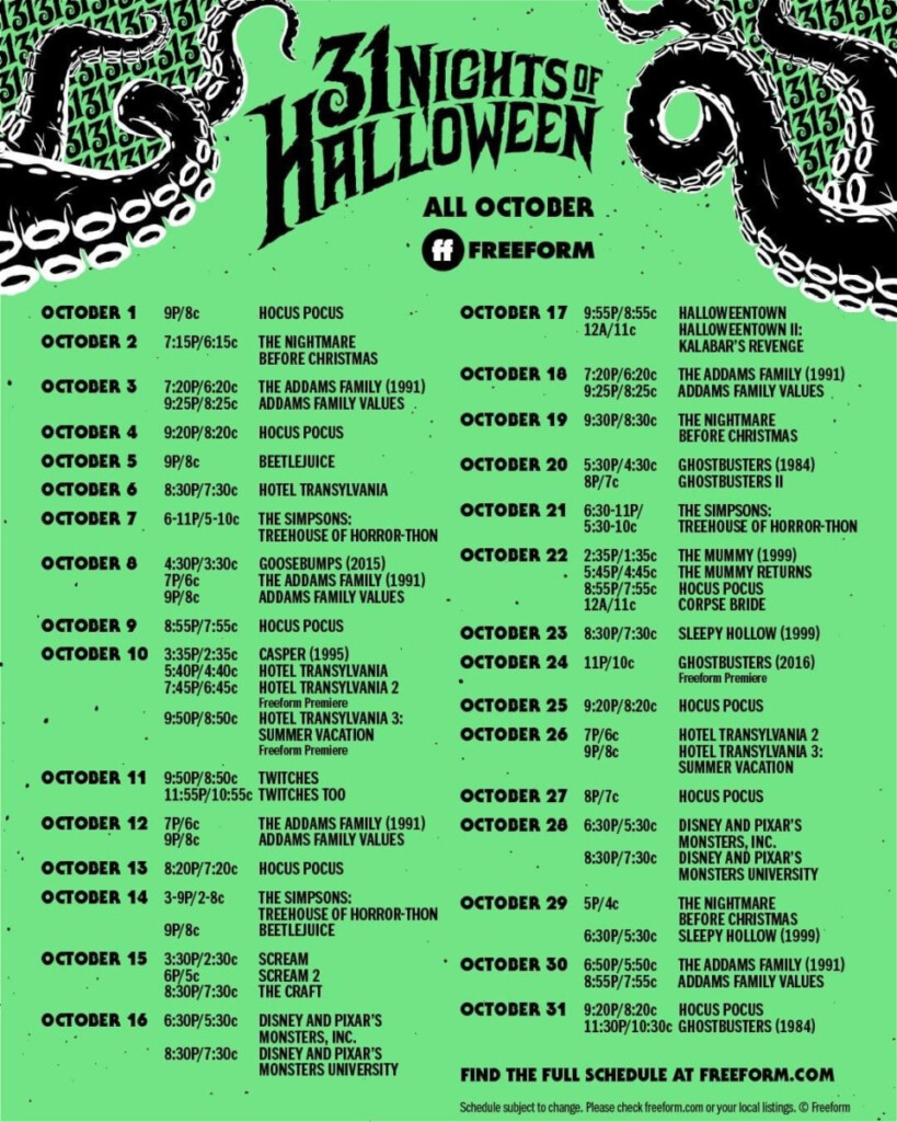 Freeform s 31 Nights Of Halloween Schedule The Main Street Mouse