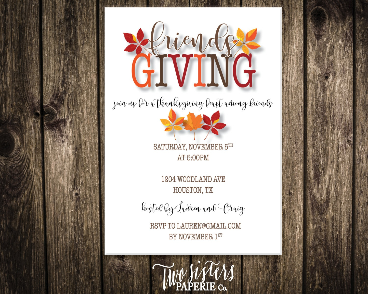 Friendsgiving Invitation Printable Friendsgiving Invitation Etsy