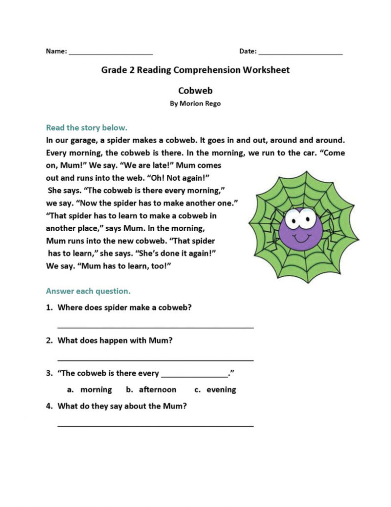 Grade 2 Reading Comprehension Worksheet Coloring Sheets