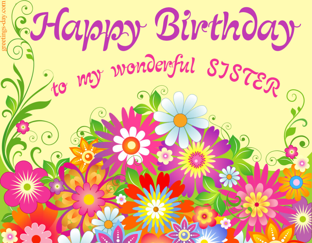 Happy Birthday Sister Free Freeting Online Ecard 