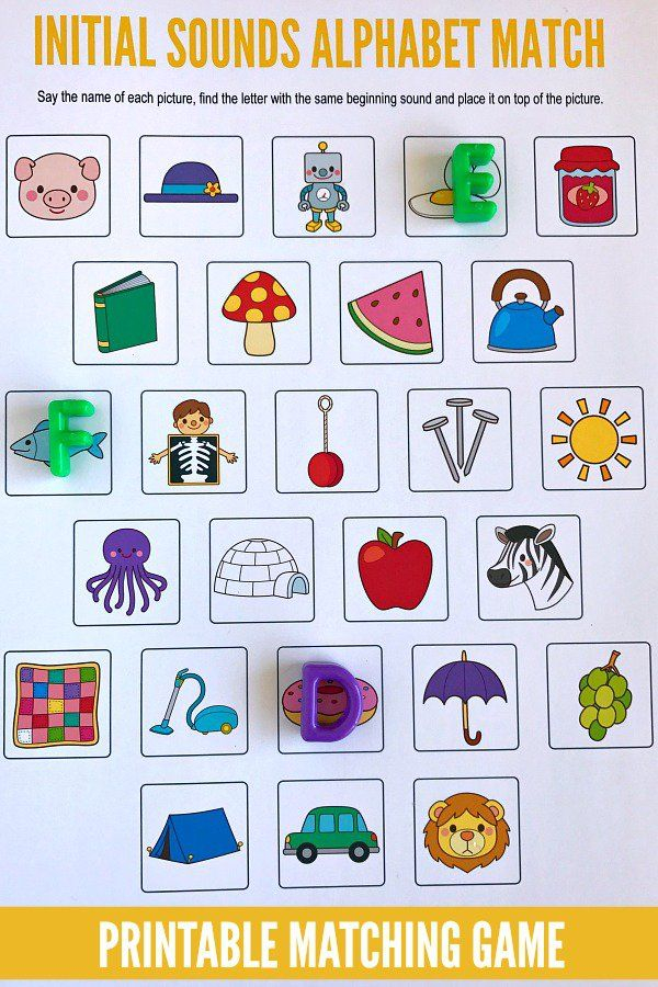 Initial Sounds Alphabet Matching Game Free Printable For Preschool 