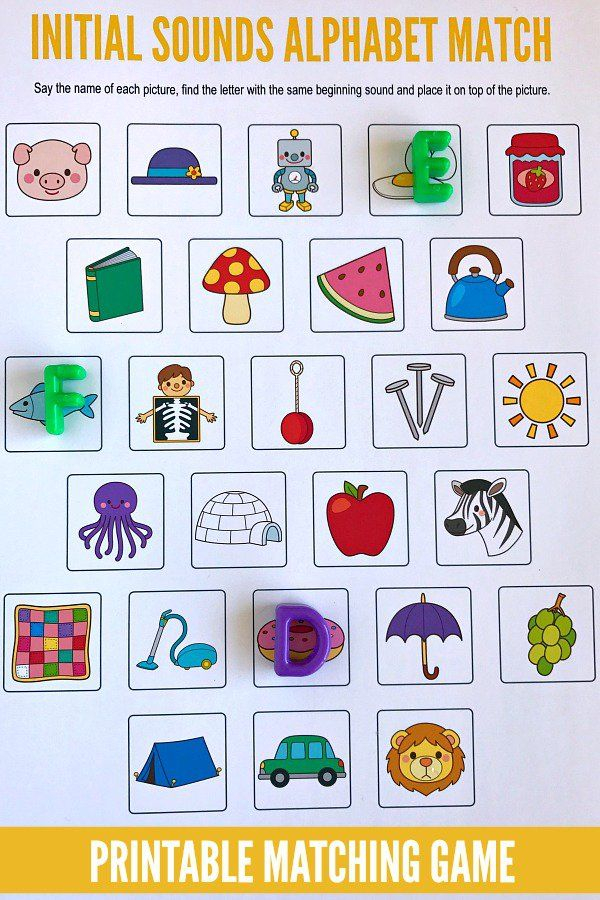 Initial Sounds Alphabet Matching Game Free Printable For Preschool