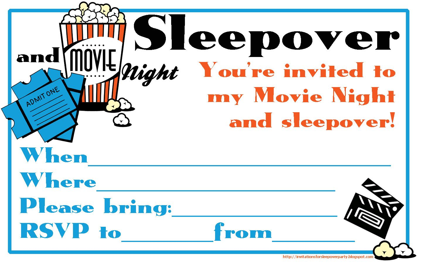 INVITATIONS FOR SLEEPOVER PARTY Sleepover Invitations Slumber Party 